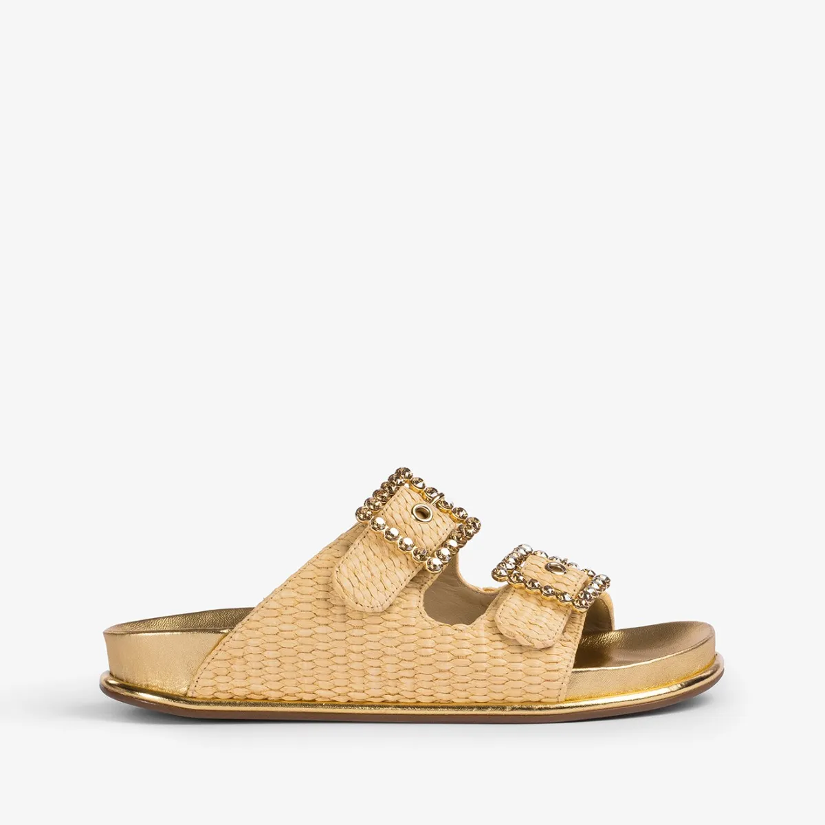 POOLSIDE SANDAL Naturale beige raffia fussbett slipper