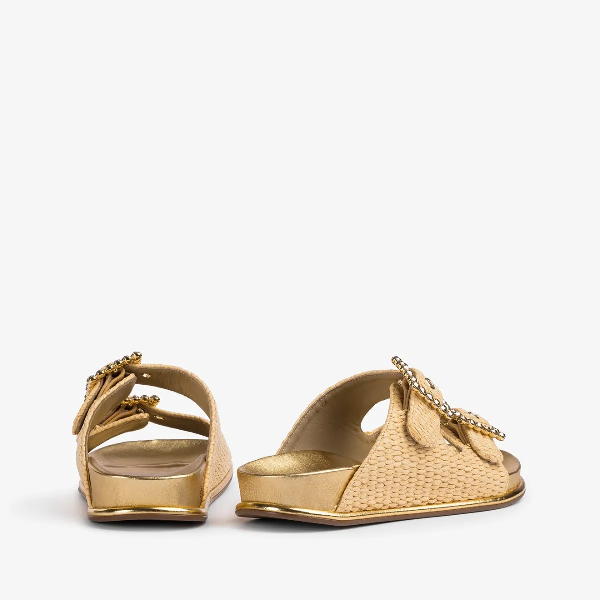 POOLSIDE SANDAL Naturale beige raffia fussbett slipper