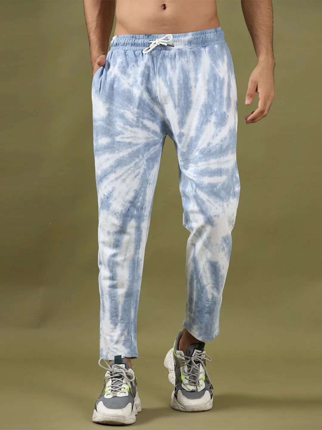 Positive Thoughts Faded Blue Tie Dye Joggers