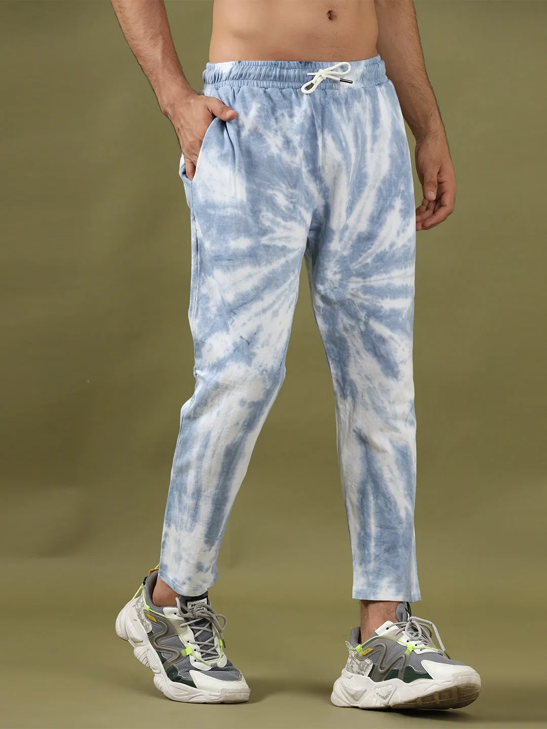 Positive Thoughts Faded Blue Tie Dye Joggers