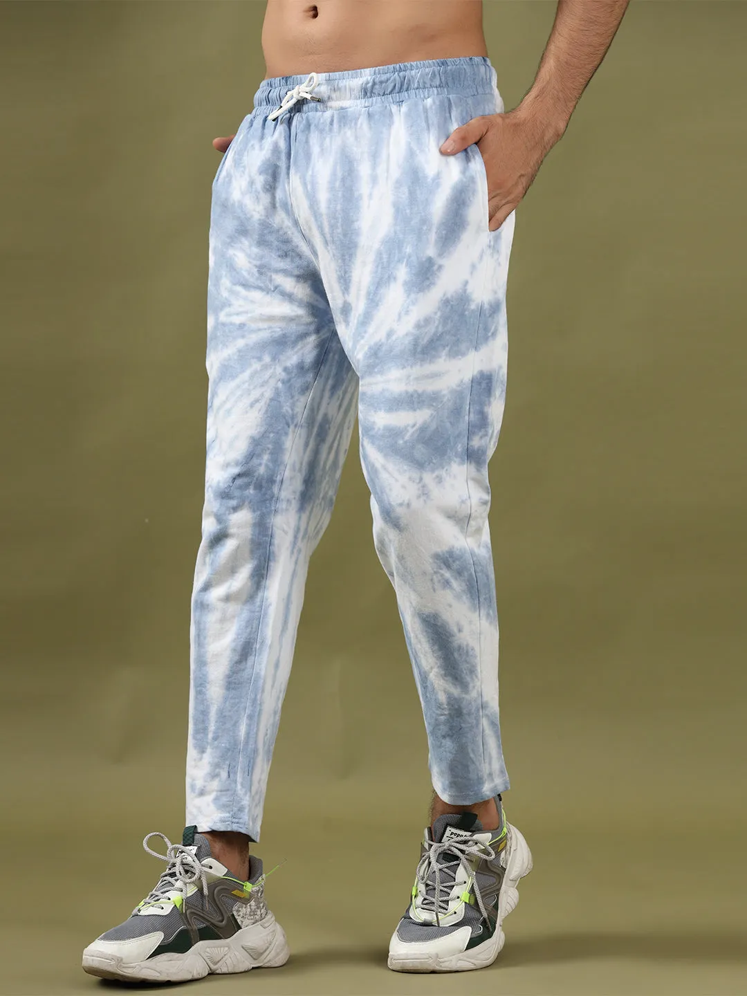 Positive Thoughts Faded Blue Tie Dye Joggers