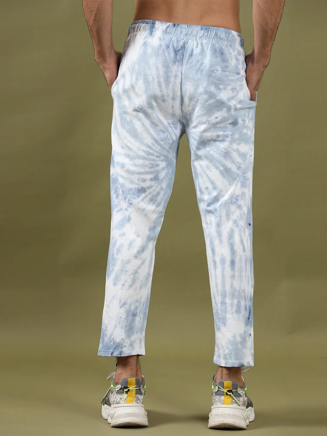 Positive Thoughts Faded Blue Tie Dye Joggers