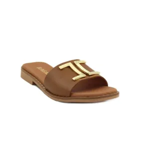 Ragazza Leather Slipper- Nut