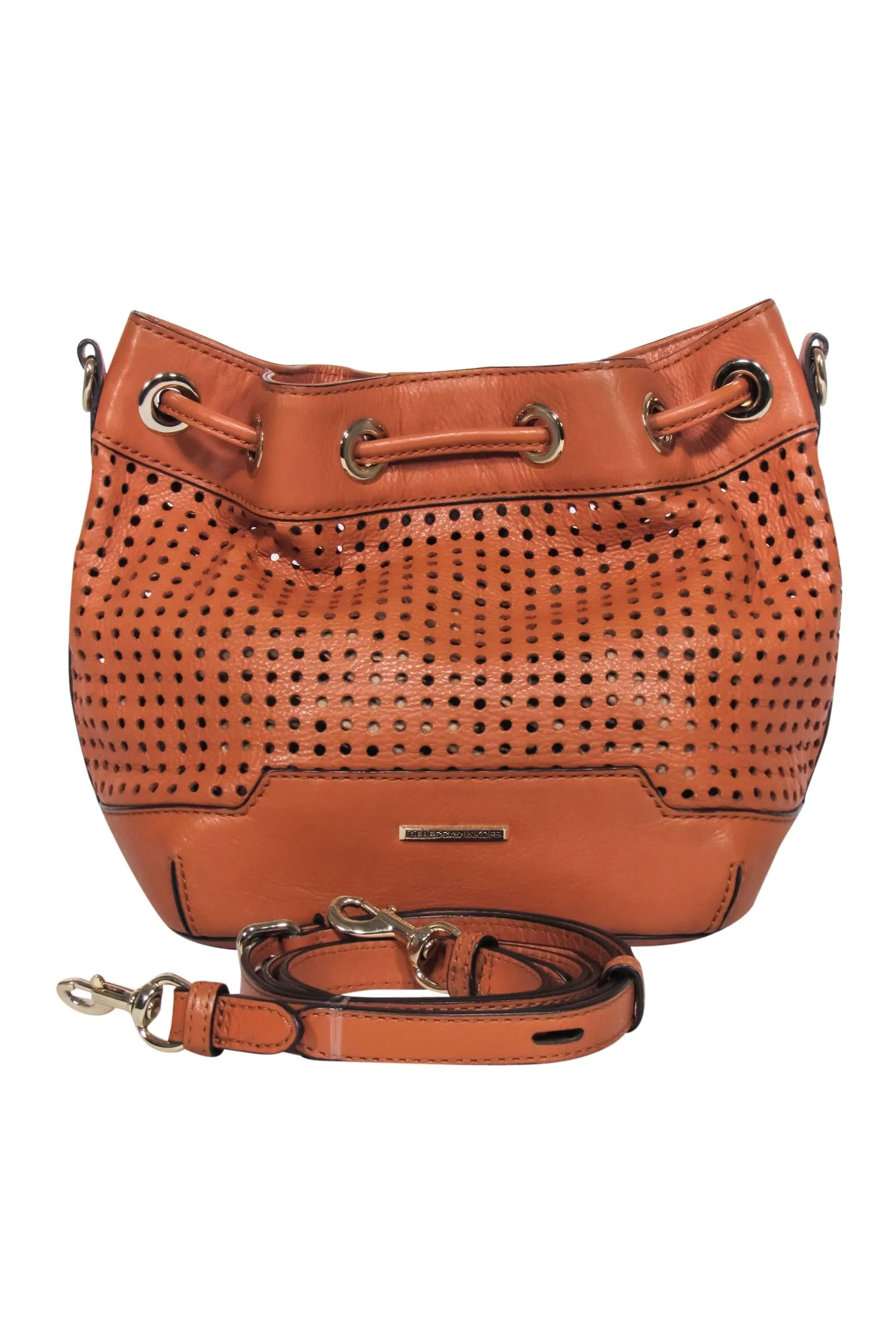 Rebecca Minkoff - Tan Perforated Leather Bucket Bag