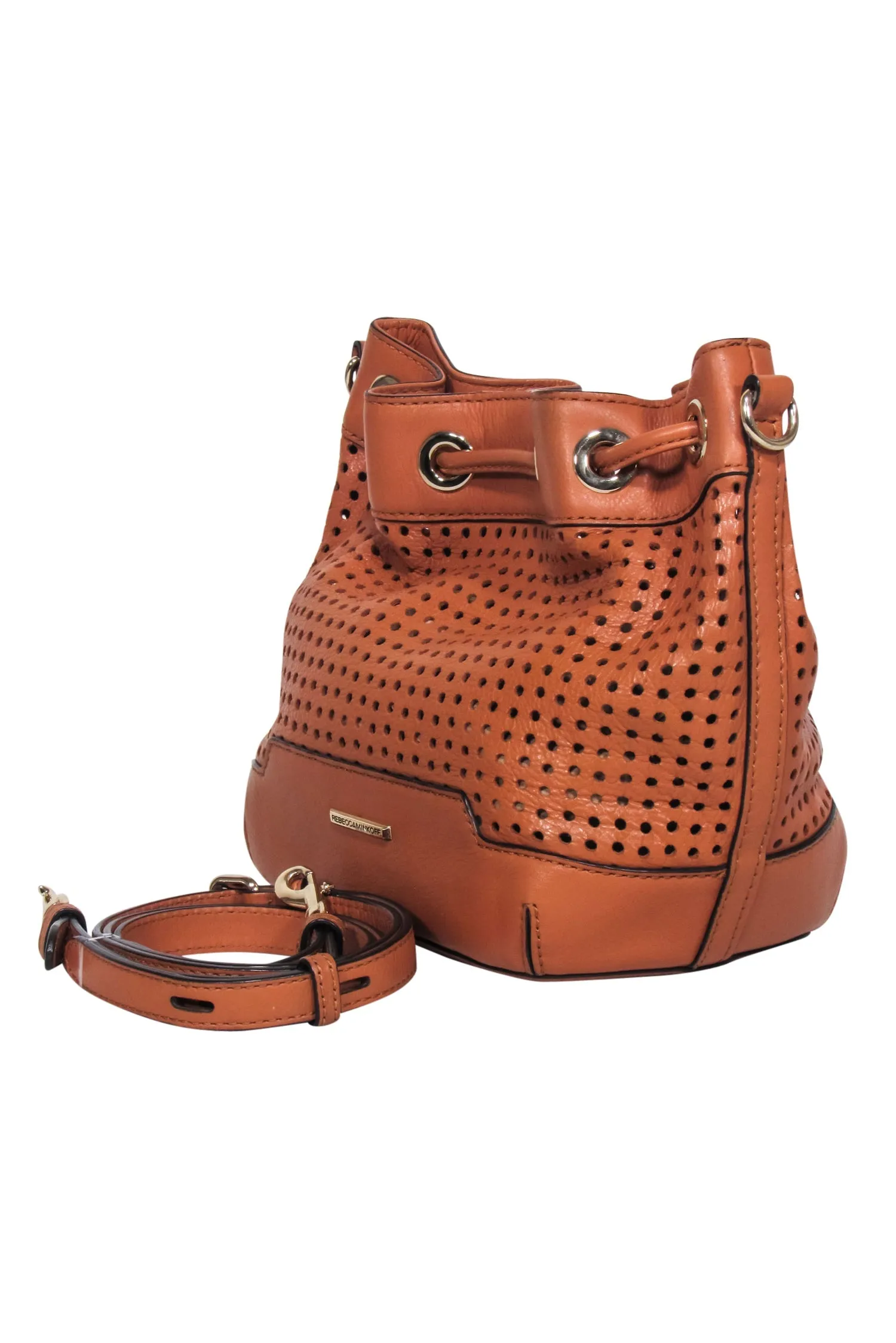 Rebecca Minkoff - Tan Perforated Leather Bucket Bag