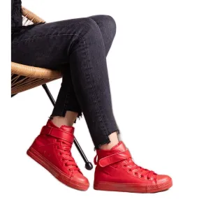 Red high-top sneakers made of eco-leather Bonbonita