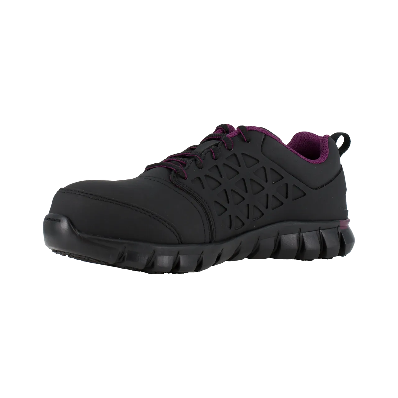 Reebok Work RB492 Women's Sublite Composite Safety Toe Cushion Athletic Shoe - Black and Purple