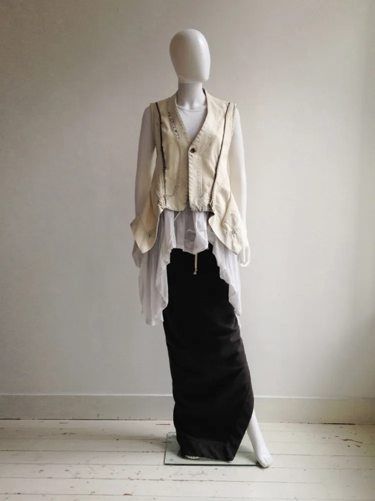 Rick Owens DRKSHDW white denim winged vest