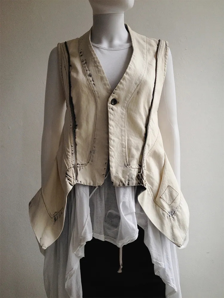 Rick Owens DRKSHDW white denim winged vest