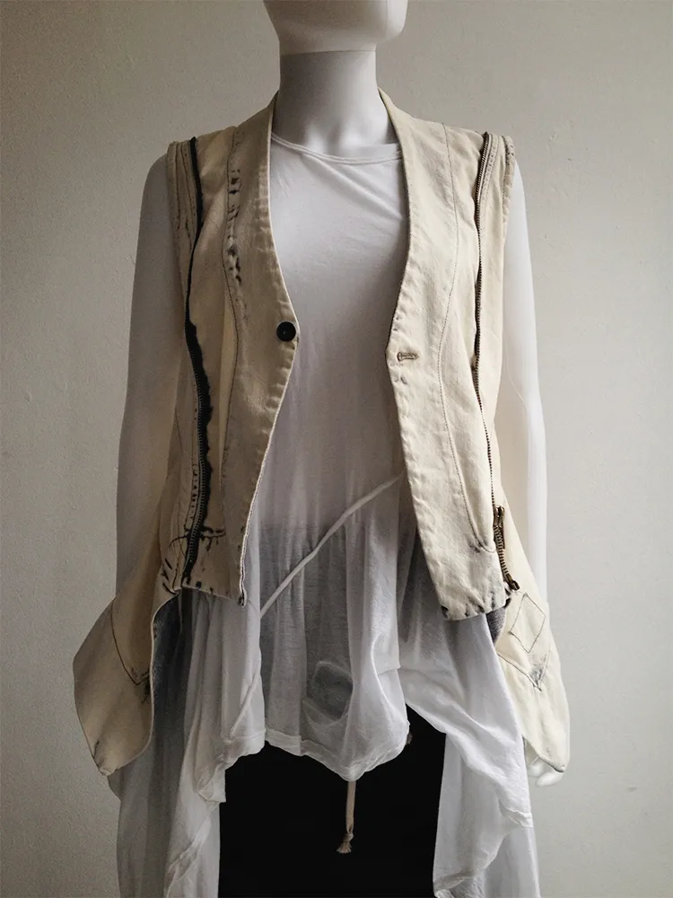 Rick Owens DRKSHDW white denim winged vest