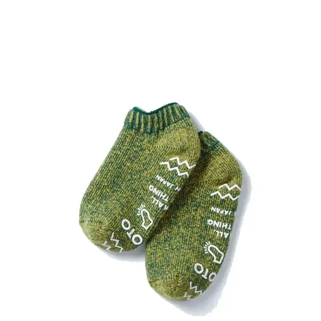 Rototo Pile Sock Slipper Dark Green / Light Green