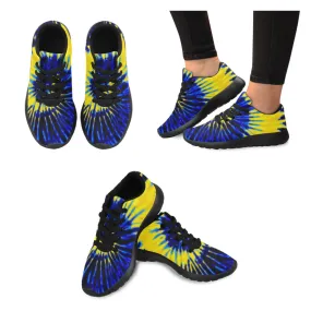 Royal Blue and Yellow Tie Dye Swirl Men's Breathable Sneakers