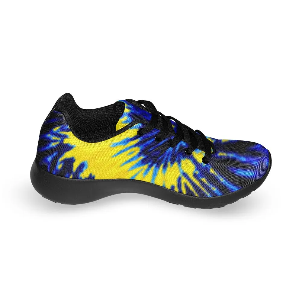 Royal Blue and Yellow Tie Dye Swirl Men's Breathable Sneakers