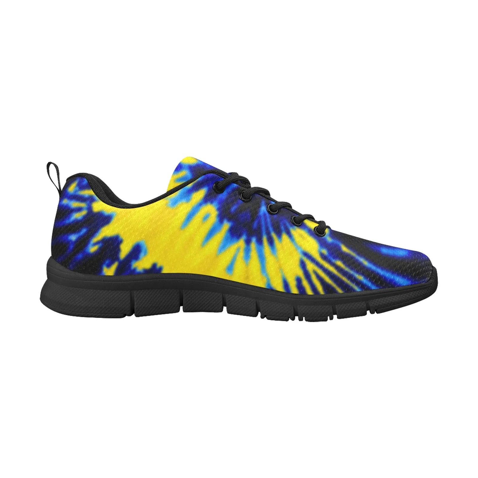 Royal Blue and Yellow Tie Dye Swirl Women's Breathable Sneakers