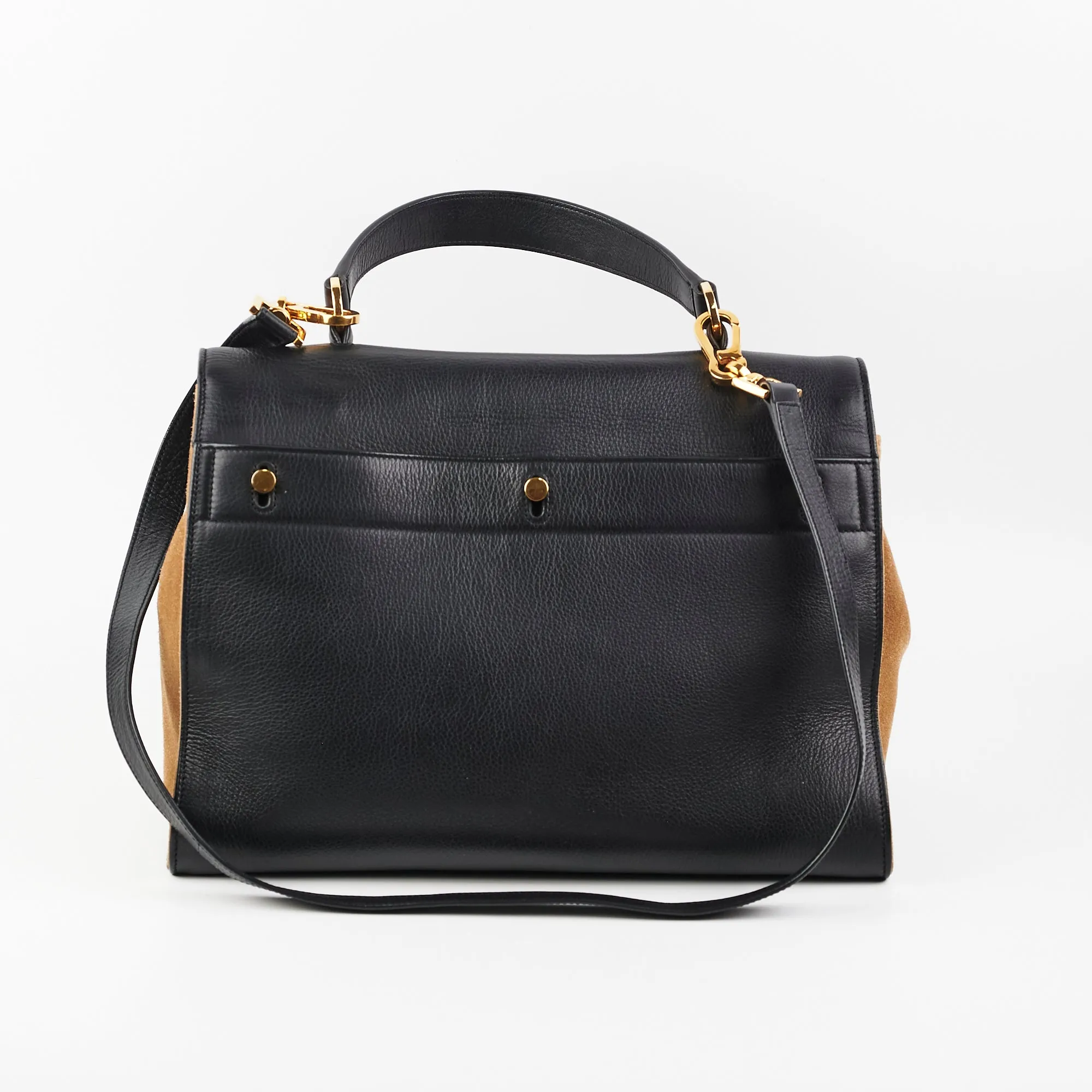 Saint Laurent Muse Calfskin Black and Beige Shoulder Bag