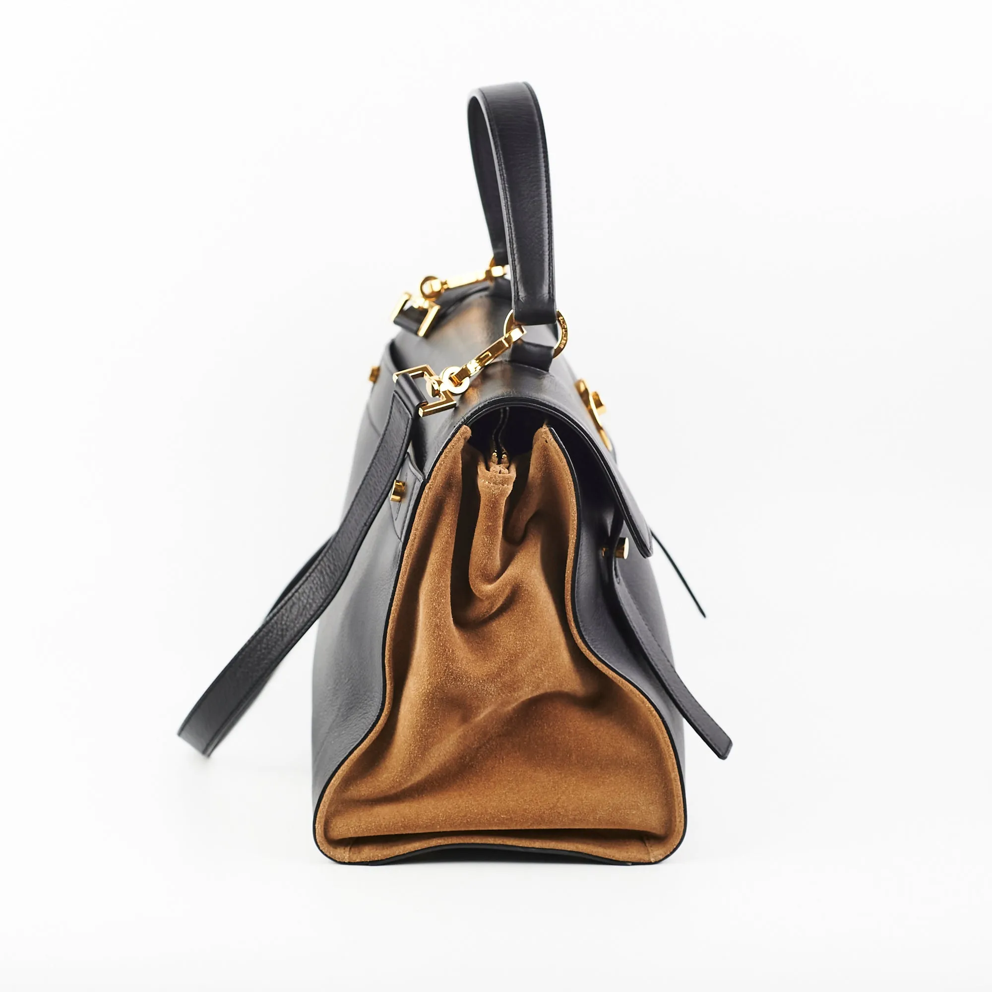 Saint Laurent Muse Calfskin Black and Beige Shoulder Bag