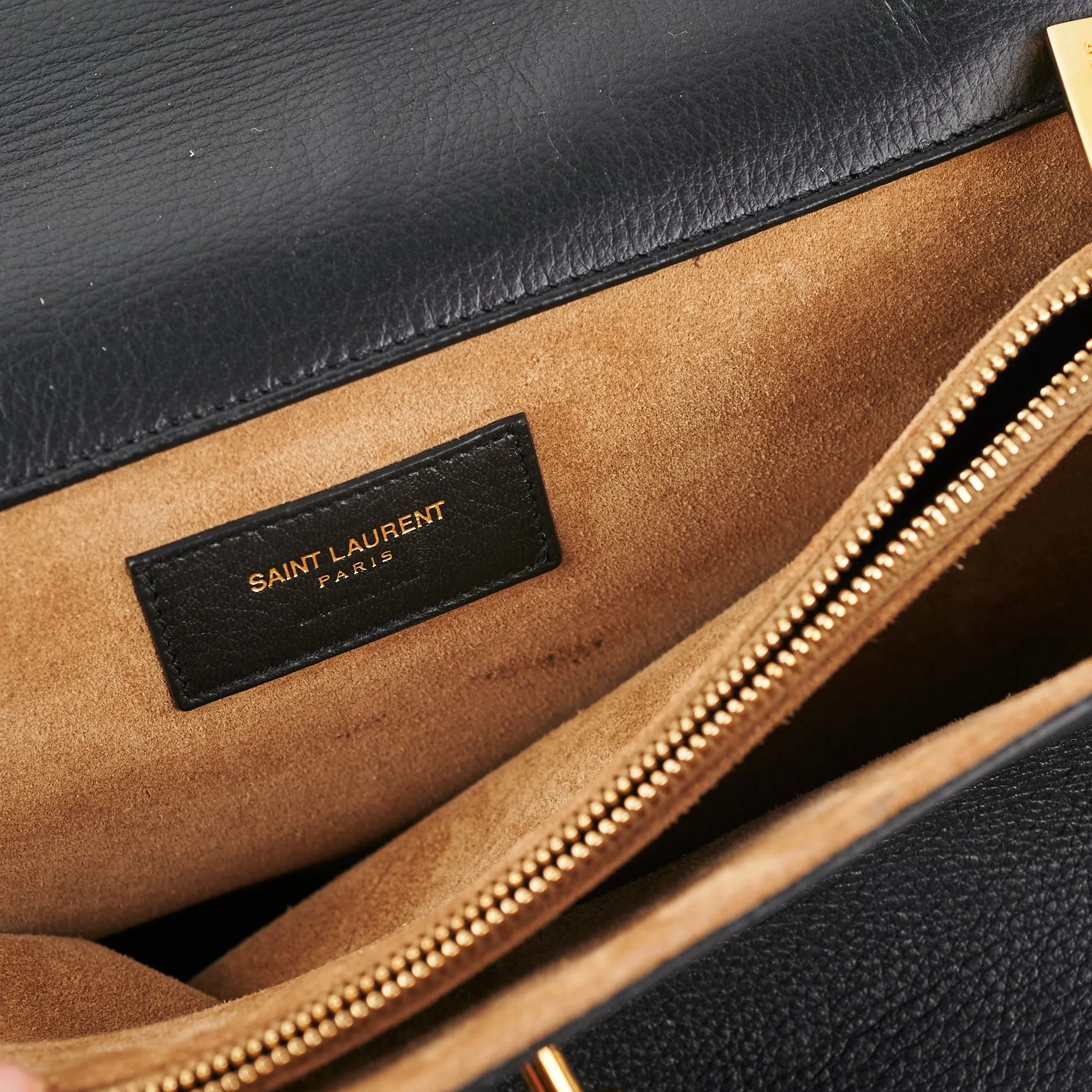 Saint Laurent Muse Calfskin Black and Beige Shoulder Bag