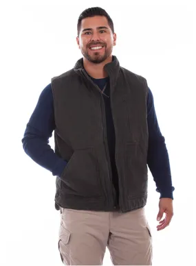 Scully Men's Canvas Vest in Charcoal (DS)