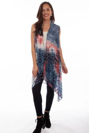 Scully Womens Red/White/Blue Polyester Sheer Vest