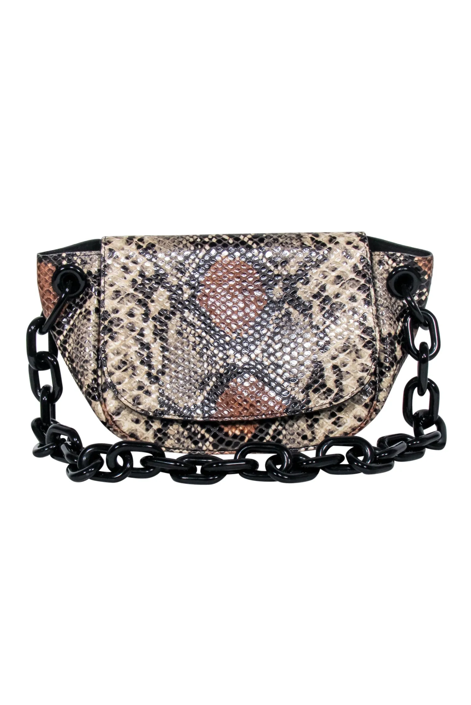 Simon Miller - Beige, Black, & Tan Snakeskin Printed Leather Bag