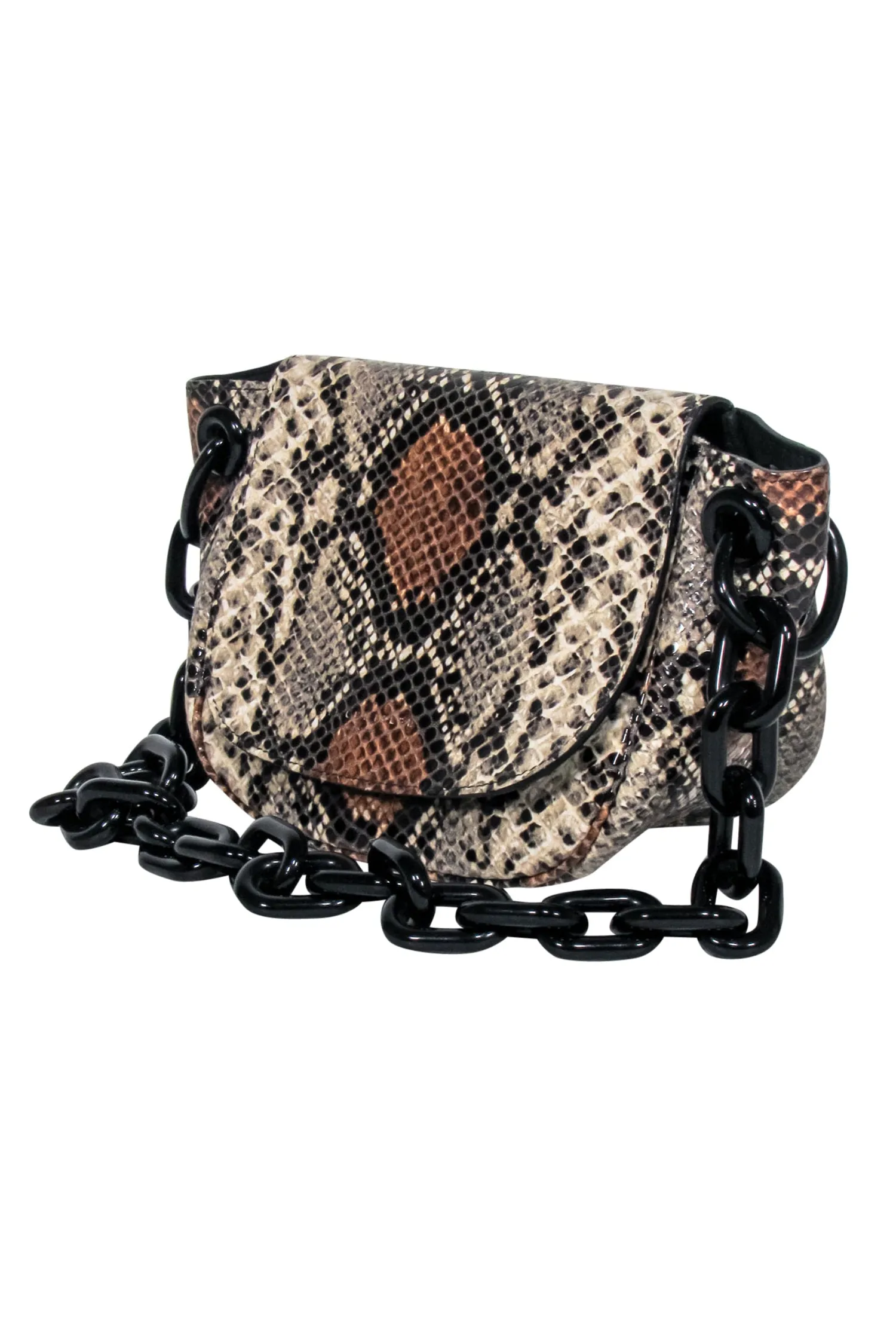 Simon Miller - Beige, Black, & Tan Snakeskin Printed Leather Bag