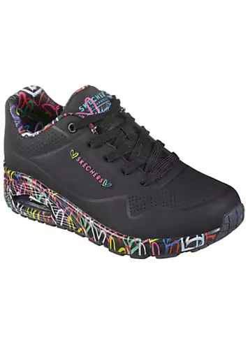 Skechers Graffiti Print Wedge Trainers | Kaleidoscope