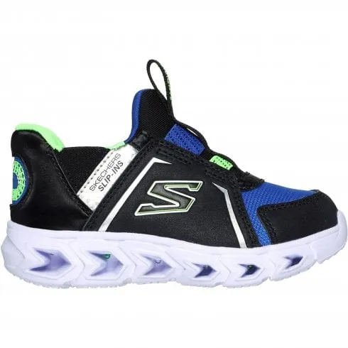 Skechers Hypno-Flash 2.0 - Vexlux | Black/Blue/Lime | Childrens Light Up Trainers