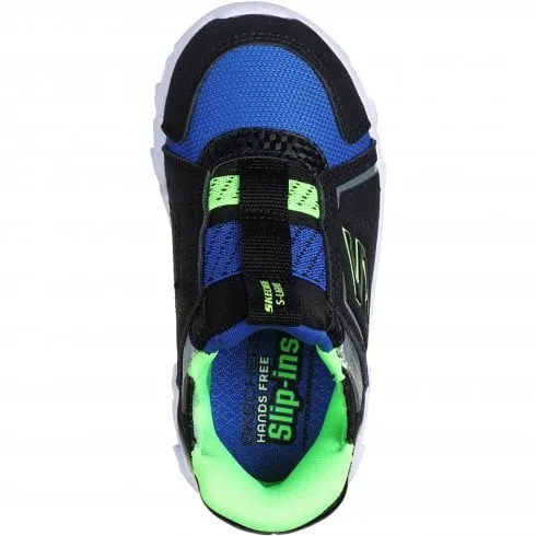 Skechers Hypno-Flash 2.0 - Vexlux | Black/Blue/Lime | Childrens Light Up Trainers