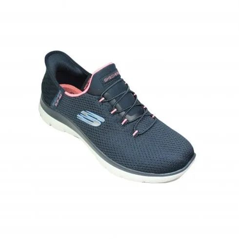 Skechers Slip-ins: Summits - Diamond Dream | Navy/Pink | Womens Slip On Trainers