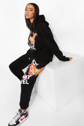 Slogan And Butterfly Print Oversized Joggers