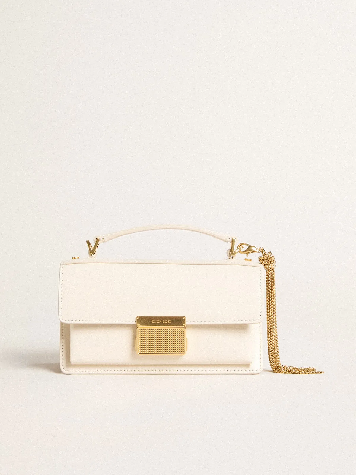 Small Venezia Bag in butter-colored boarded leather with gold details