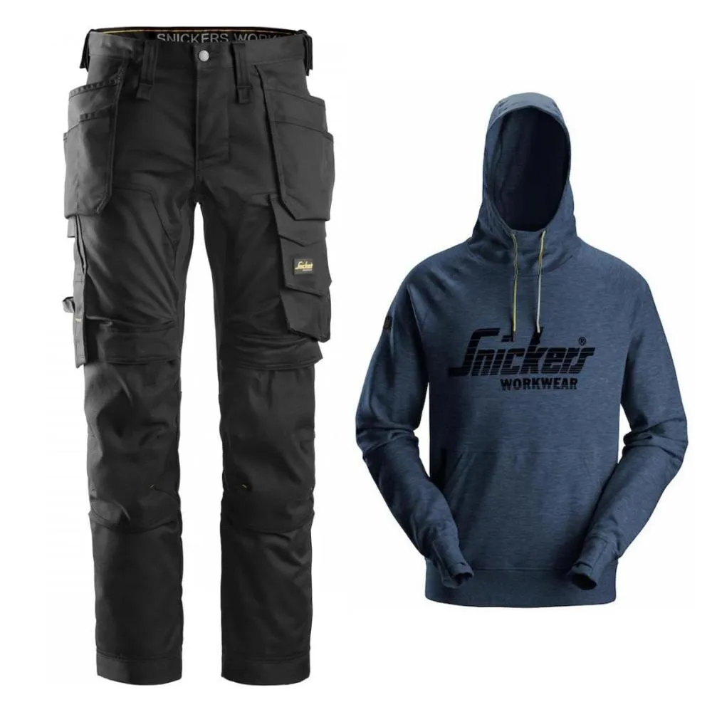 Snickers 6241 Trouser (Black) & 2894 Hoodie - (Navy Melange)