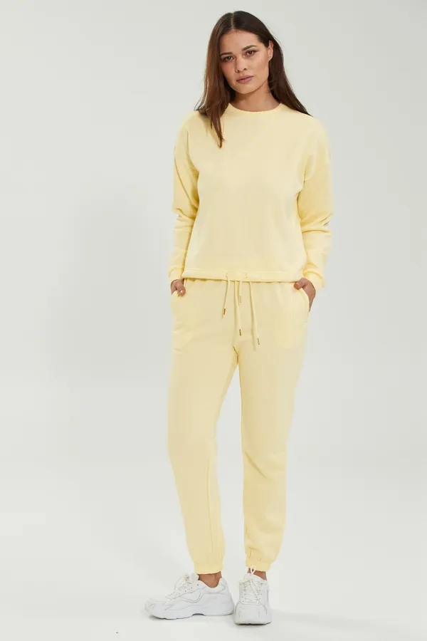 Soffina Lemon Yellow Super Soft Slim Leg Relax Joggers With Pockets