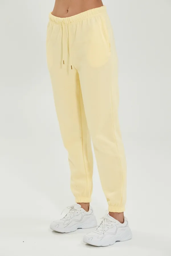 Soffina Lemon Yellow Super Soft Slim Leg Relax Joggers With Pockets