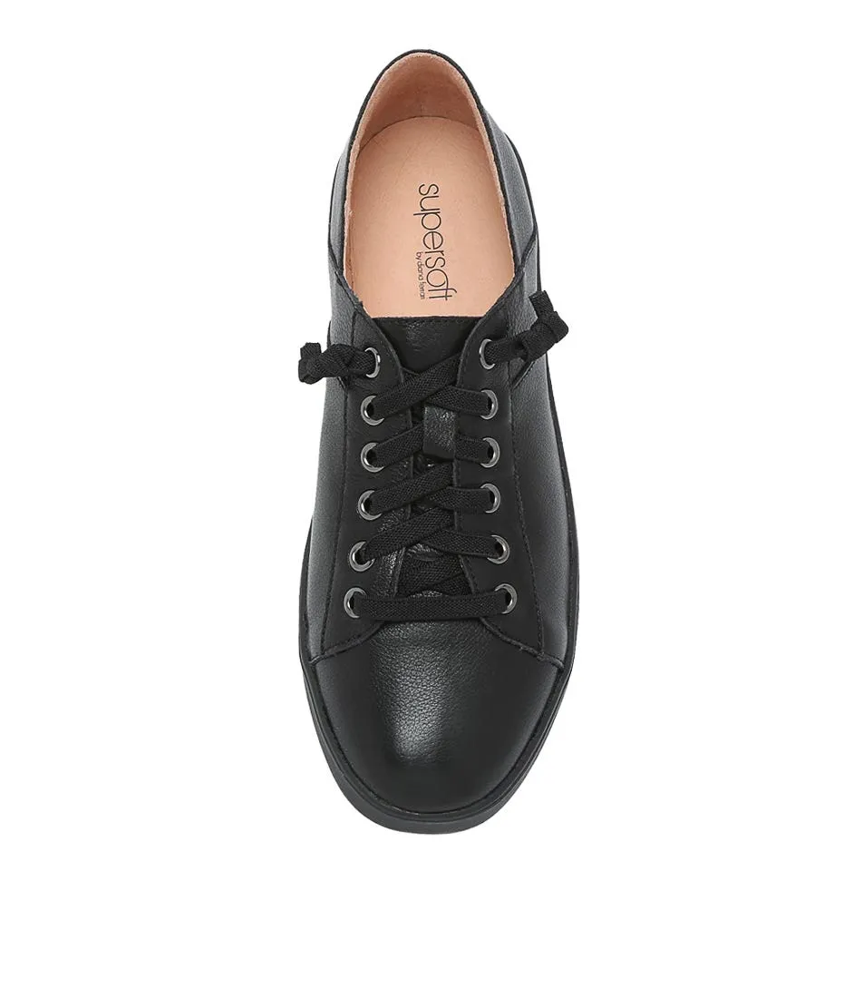 SUPERSOFT Zaylah Black Leather Sneakers Bs