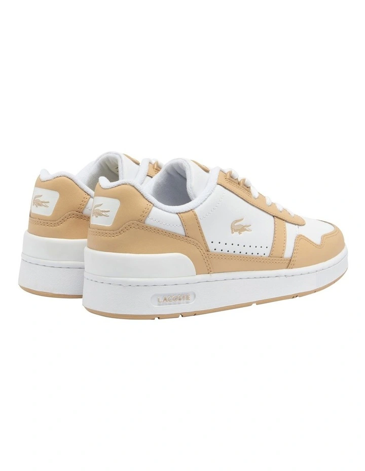 T-clip Contrasted Leather Sneakers in Brown/White