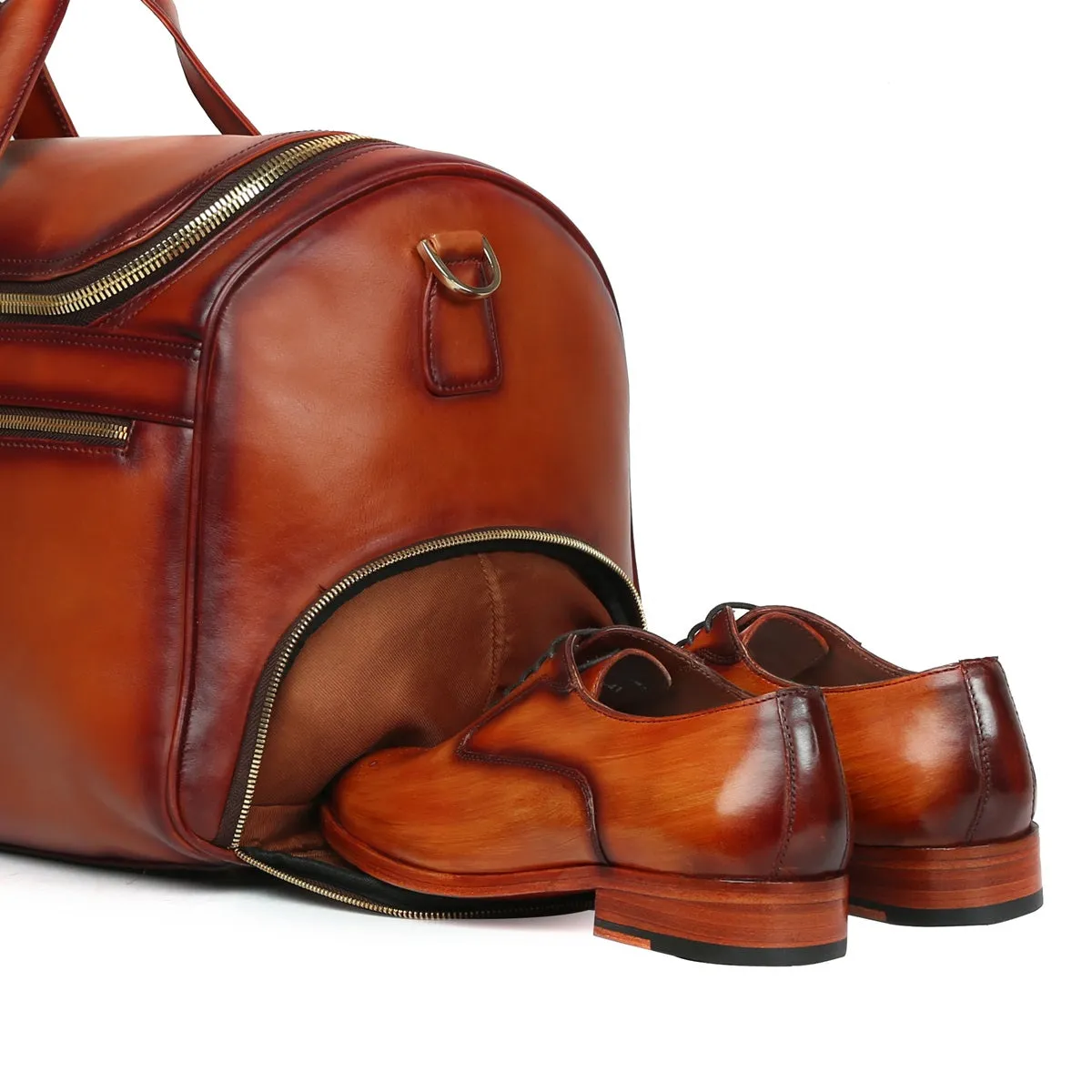 Tan Leather Duffle Bag by Brune & Bareskin