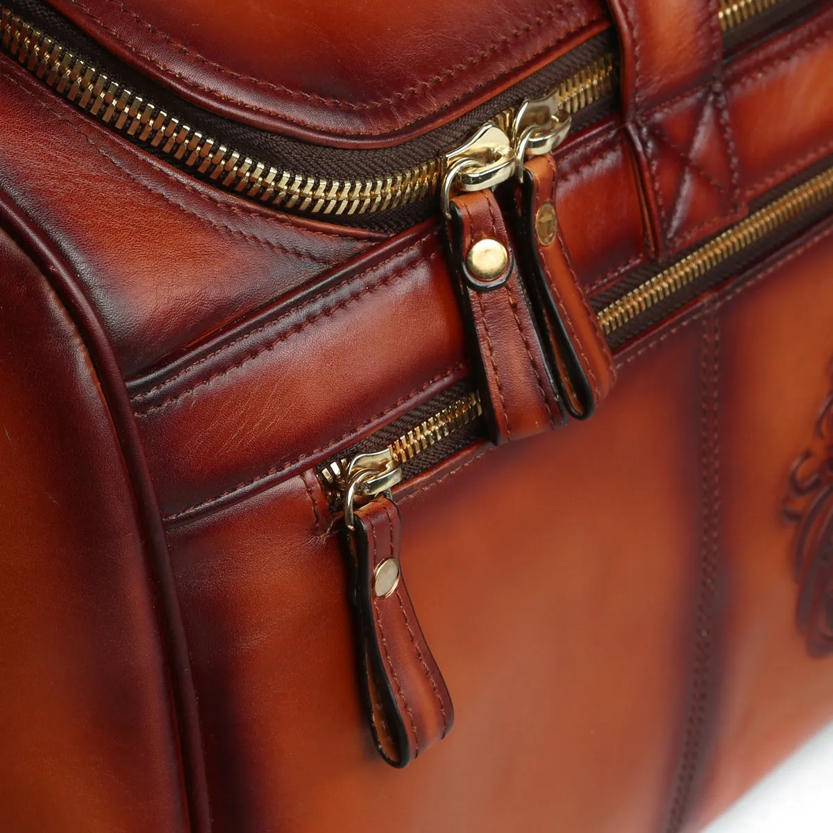 Tan Leather Duffle Bag by Brune & Bareskin