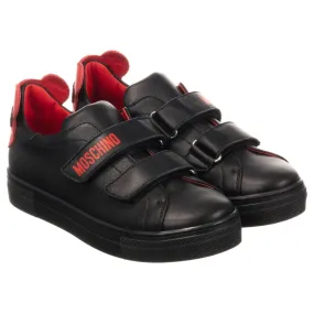 Teen Black & Red Logo Trainers