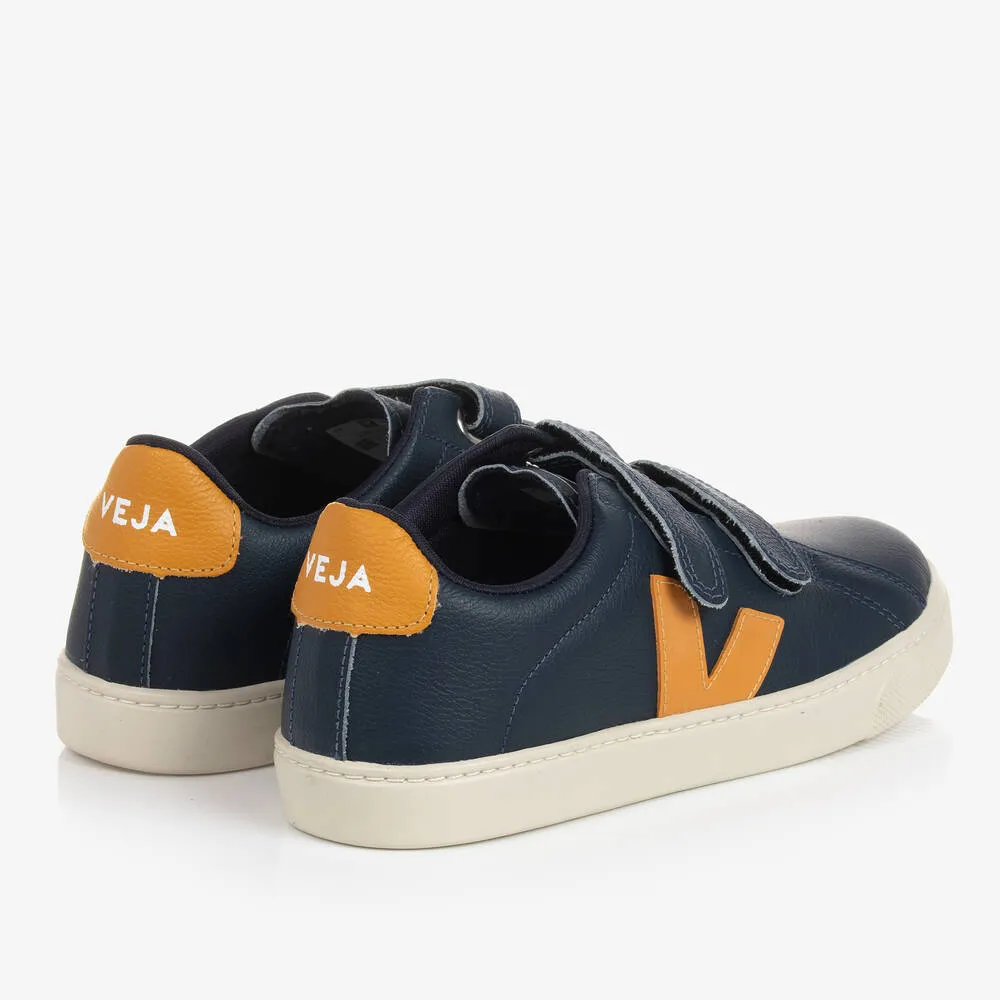 Teen Blue & Yellow Leather Esplar Trainers