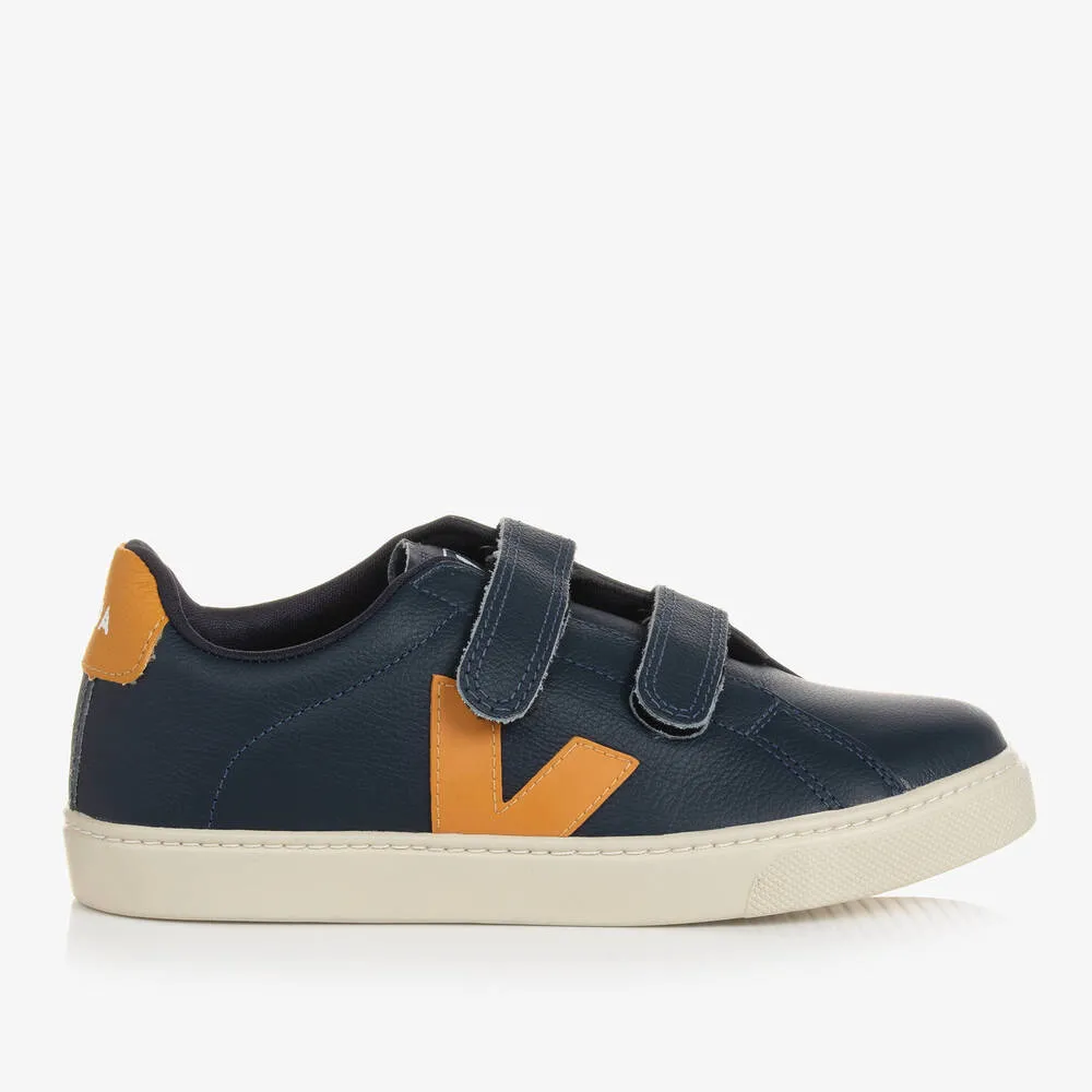 Teen Blue & Yellow Leather Esplar Trainers