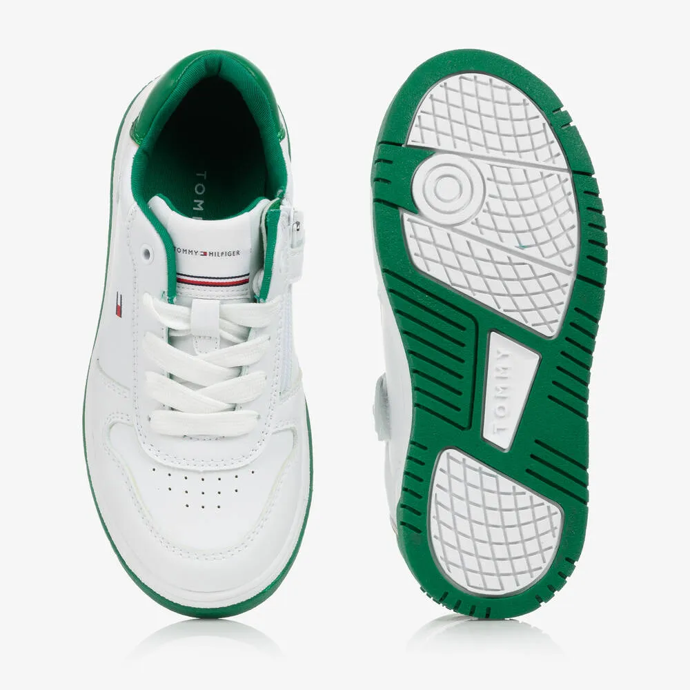 Teen White & Green Logo Trainers