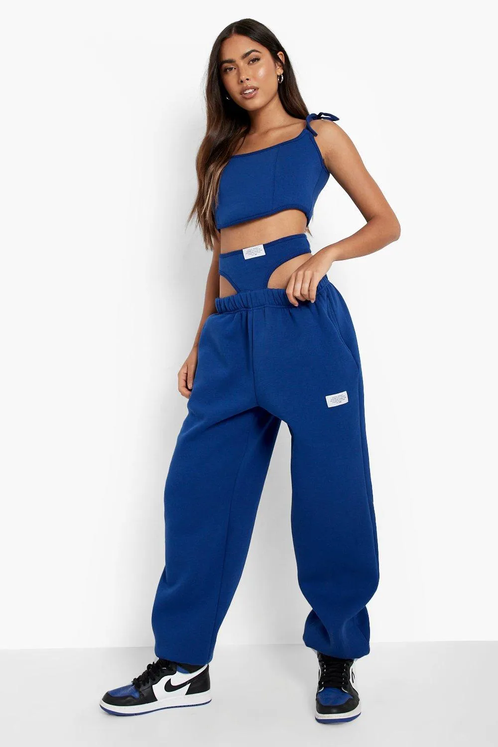 Tessa Brooks Double Layer Branded Oversized Joggers