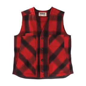 The Button Vest - Red/black Plaid - XL