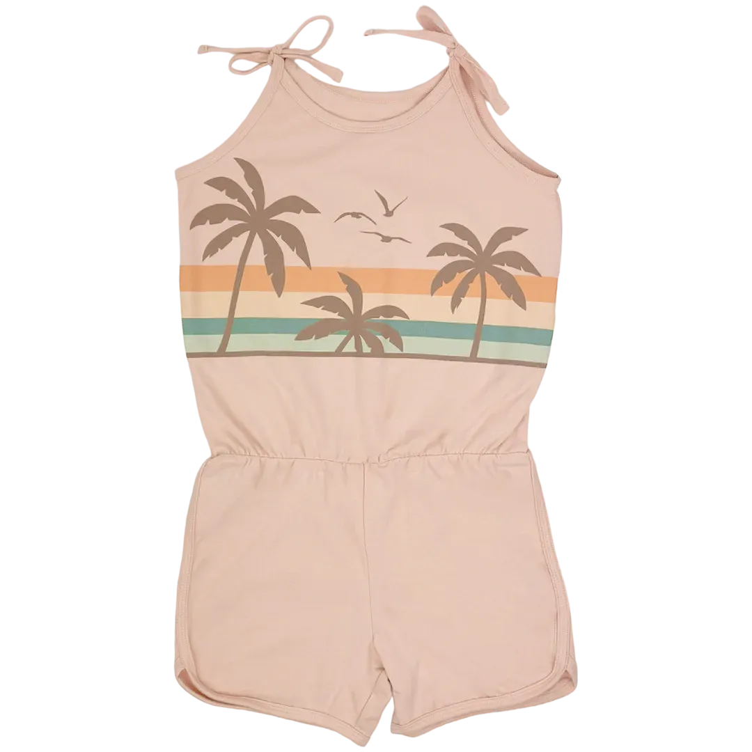 Tiny Whales Vacation Romper Faded Pink