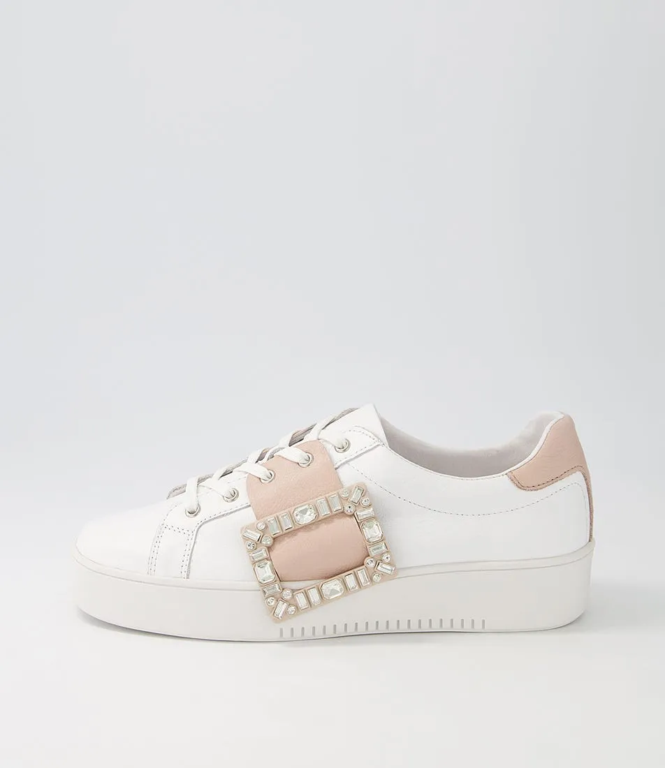 TOP END Laredo White Pale Pink Leather Sneakers