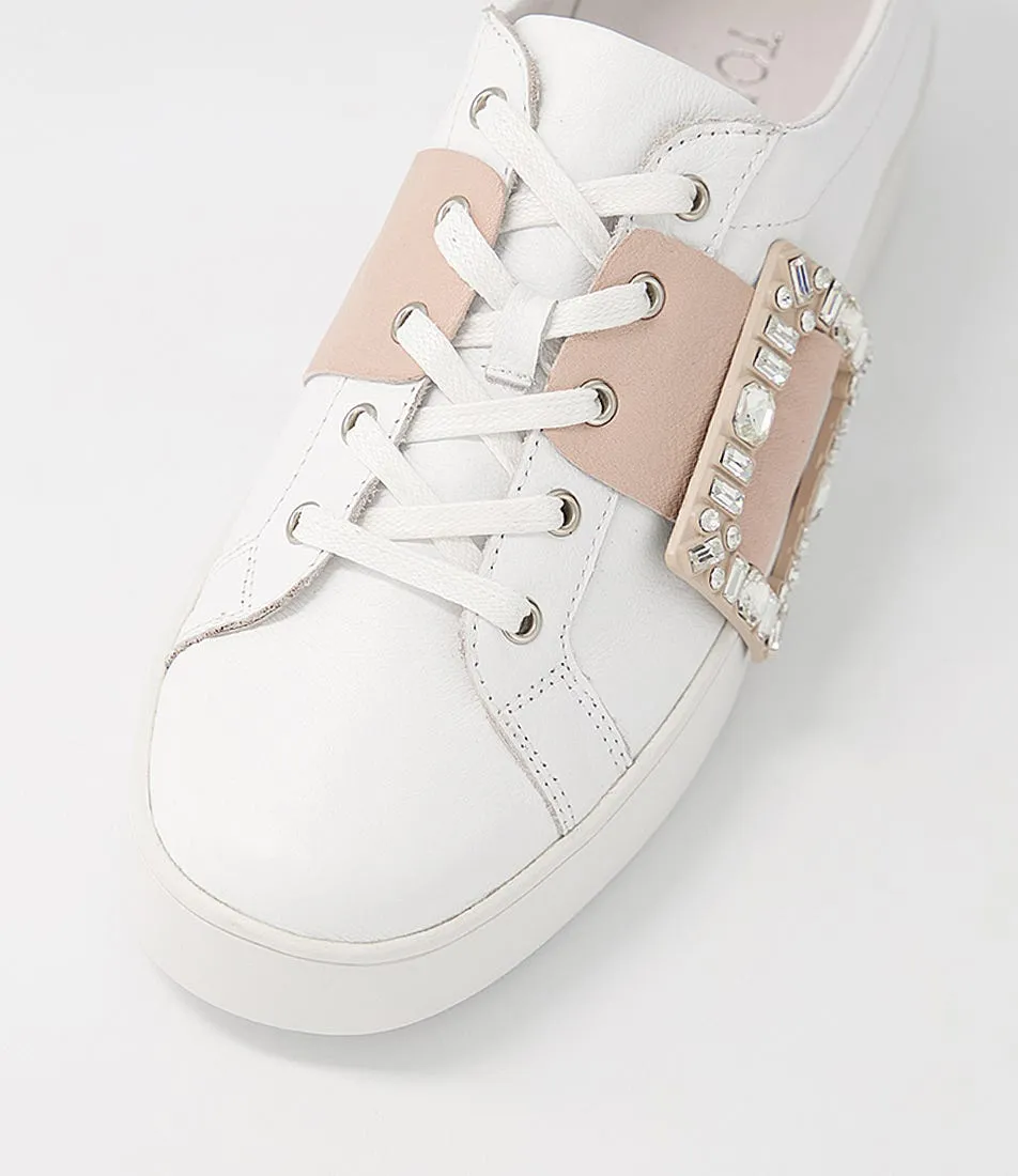 TOP END Laredo White Pale Pink Leather Sneakers