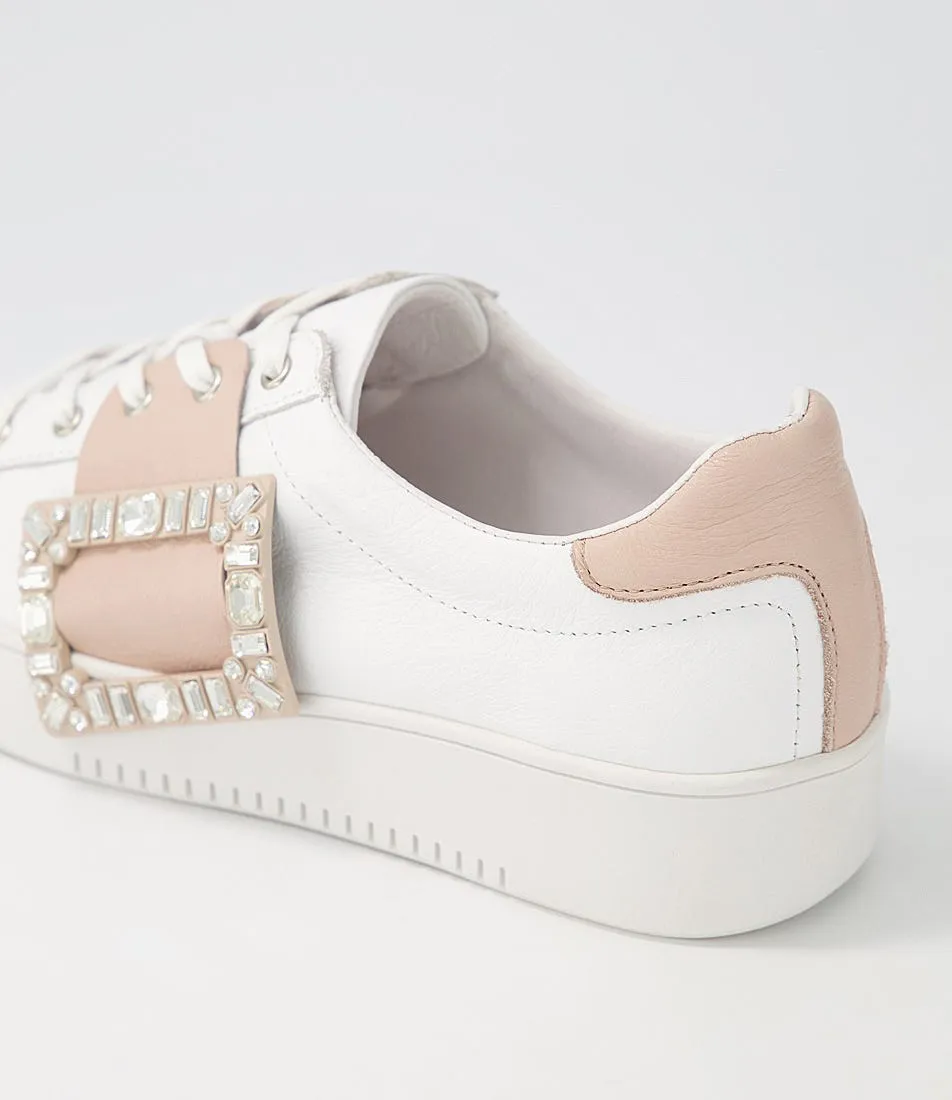 TOP END Laredo White Pale Pink Leather Sneakers