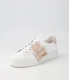 TOP END Laredo White Pale Pink Leather Sneakers