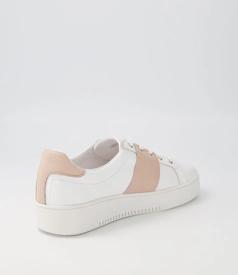 TOP END Laredo White Pale Pink Leather Sneakers